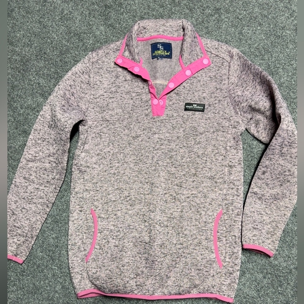 Simply Southern Heathered Sweater with Pink Highlights